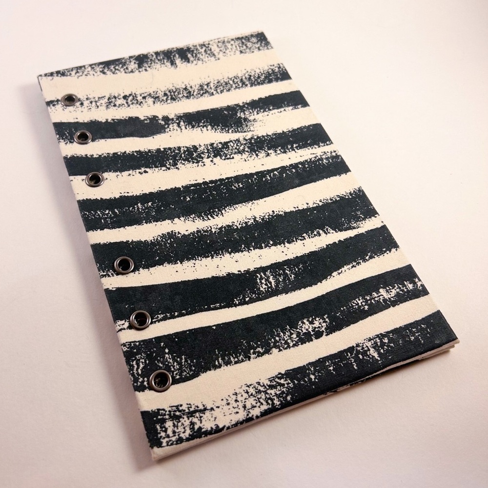 Custom Abstract Striped Black and Cream Notebook